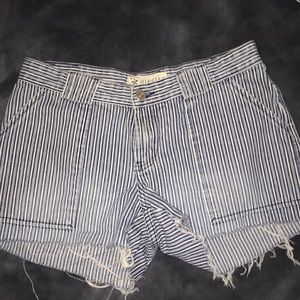 Blue & White Striped Shorts